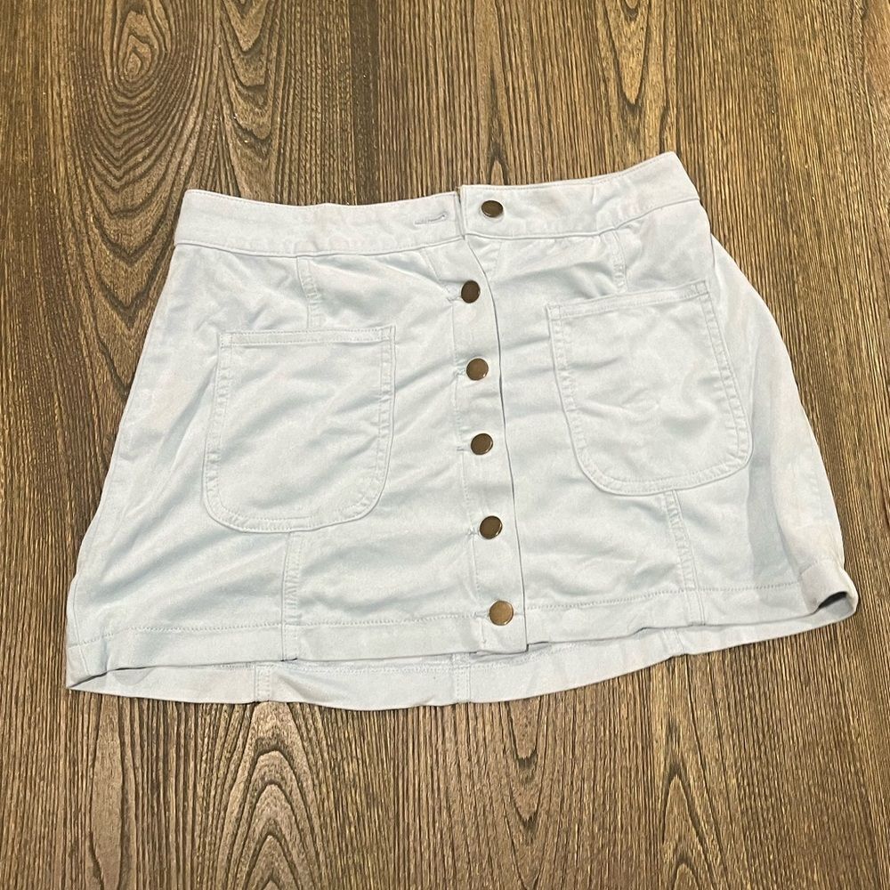 Altar'd State Womens Mini Skirts Button Down 2-Patch Pocket White Size M